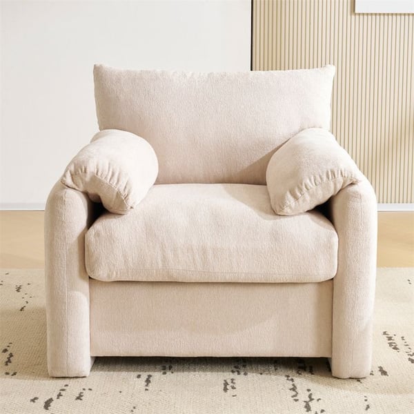 Canapé Fauteuil Moderne avec accoudoirs,Canapé individuel en tissu chenille convient pour le salon,96×82×84cm,Beige