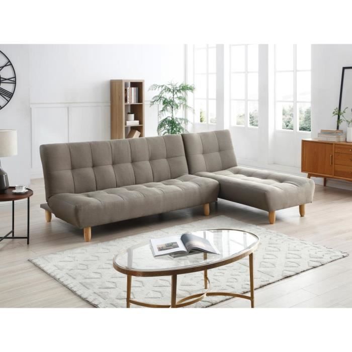 Produit similaire: Canapé convertible modulable en tissu taupe - VENTE-UNIQUE - ESTEBAN - 4 places - Clic-clac - Marron