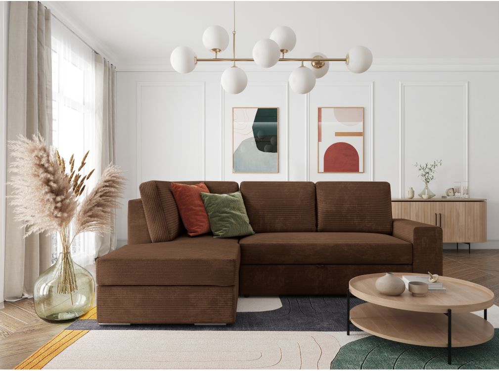 Produit similaire: ADEN - Canapé d'angle convertible avec coffre en velours côtelé