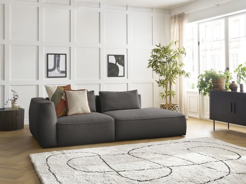 Produit similaire: Canapé droit fixe 3 places LEOPOLD velours côtelé taupe accoudoir gauche BOBOCHIC