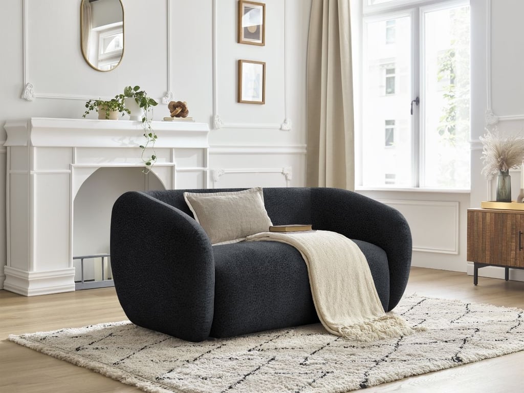 Produit similaire: Canapé droit fixe 2 places CELINE tissu texturé noir BOBOCHIC