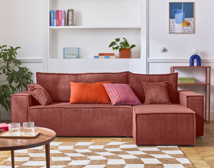 Produit similaire: Cezanne - canapé d'angle réversible - 4 places - convertible avec coffre - en velours côtelé