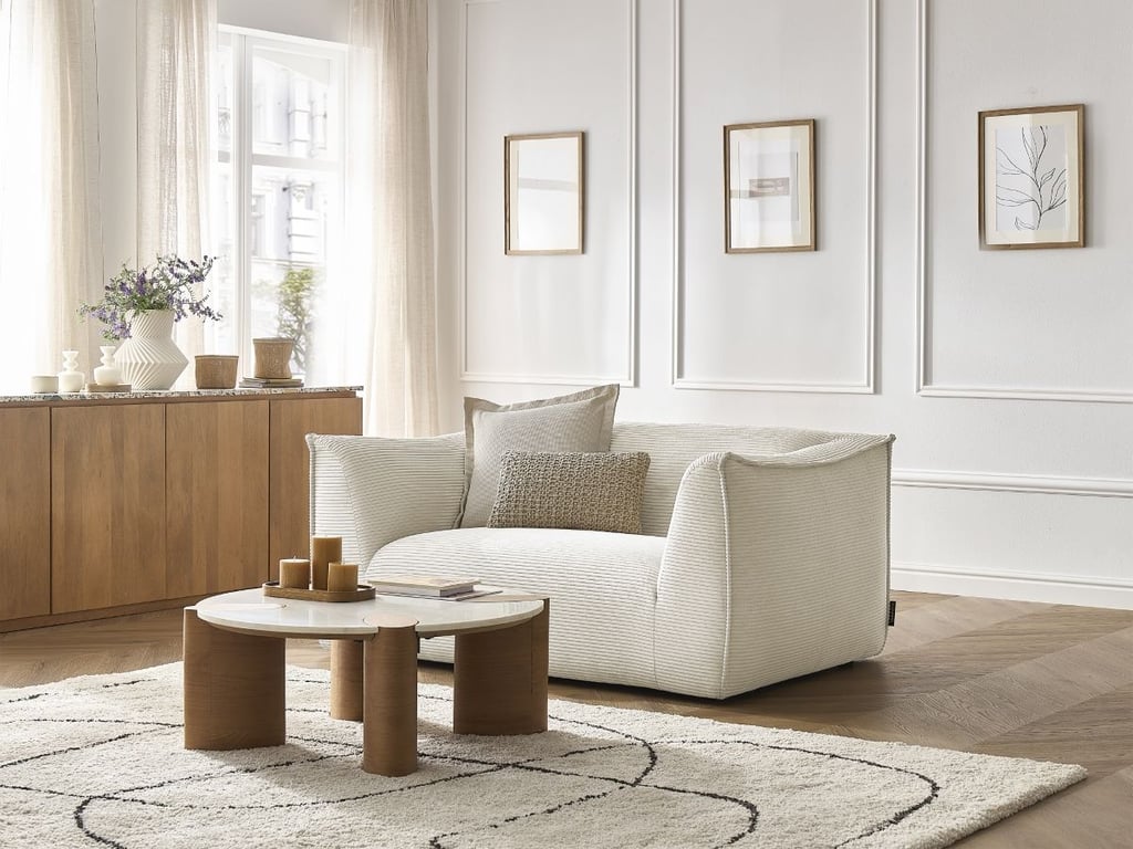 Produit similaire: Giorgia canapé droit fixe 2 places velours côtelé beige