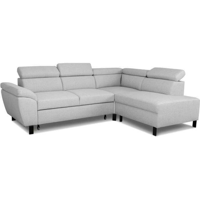 Produit similaire: Canapé d'angle convertible - 4 personnes - STAN - Tissu Souris - 3 tétières - Réversible - 243 x 92 x 184 cm