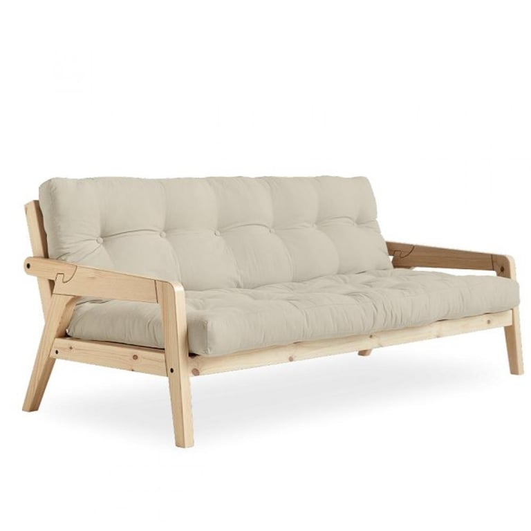 Produit similaire: Canapé convertible futon GRAB pin naturel coloris beige couchage 130 cm.
