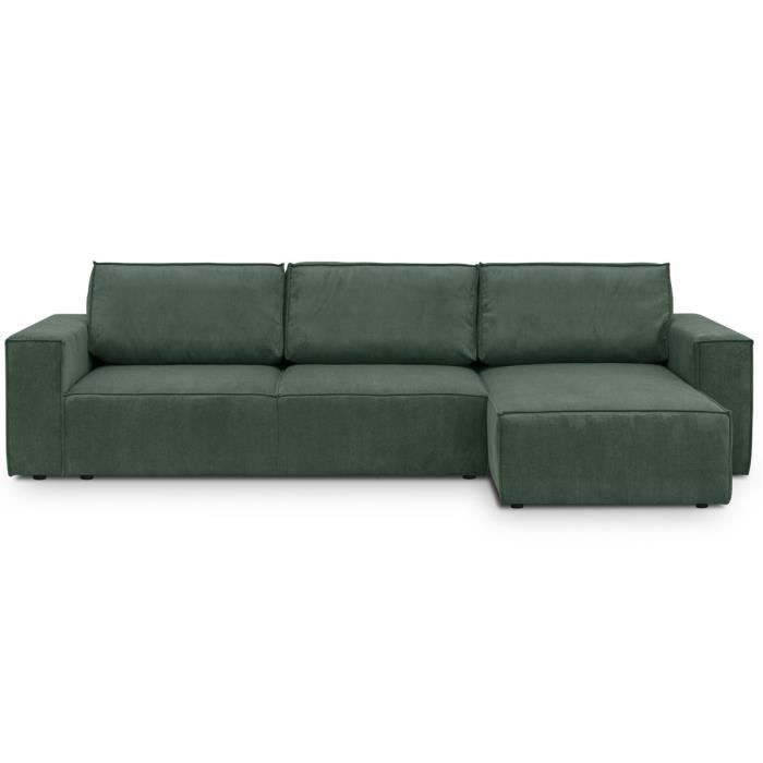 Produit similaire: Canapé d'angle convertible réversible 5 places avec coffre de rangement en velours fines côtes vert - Harper