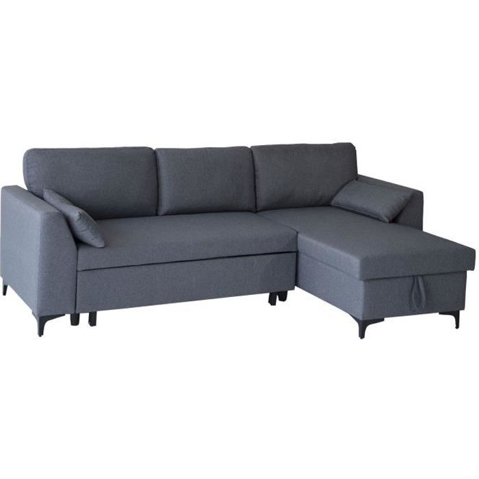 Produit similaire: Canapé d'angle convertible LOGAN 3 places gris chiné - HAPPY GARDEN - Réversible - Tissu - Moelleux