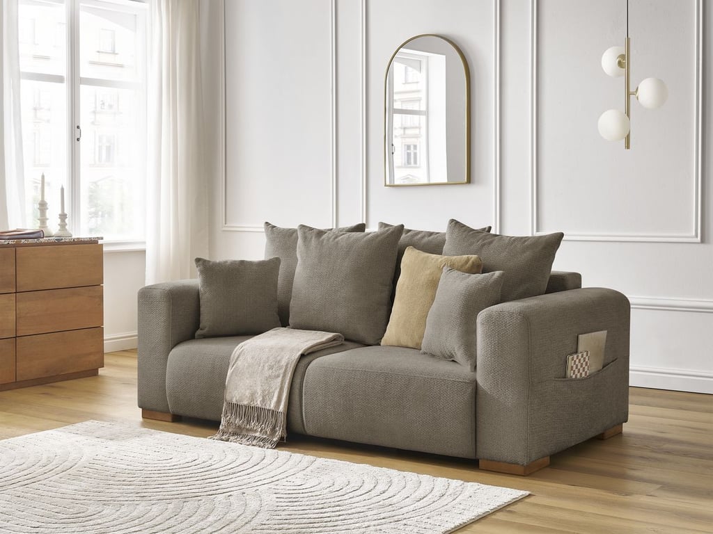 Produit similaire: Canapé droit fixe 2 places SIDONIE tissu chiné taupe BOBOCHIC