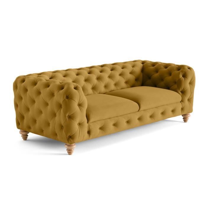 Produit similaire: Canapé 3 places Chesterfield en velours - Jaune - Lisa Design - Fixe - Vintage