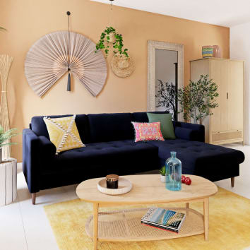 Produit similaire: OLIVIA - Canapé convertible angle 4/5 places - Tissu velours  bleu nuit