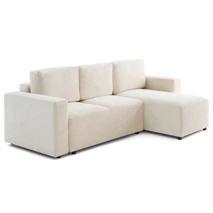 Produit similaire: Livy - canapé d'angle réversible 4 places convertible avec coffre en velours texturé - Beige