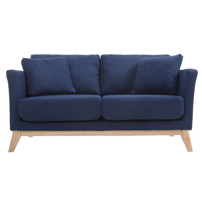 Produit similaire: Canapé scandinave déhoussable 2 places en tissu bleu foncé et bois clair OSLO