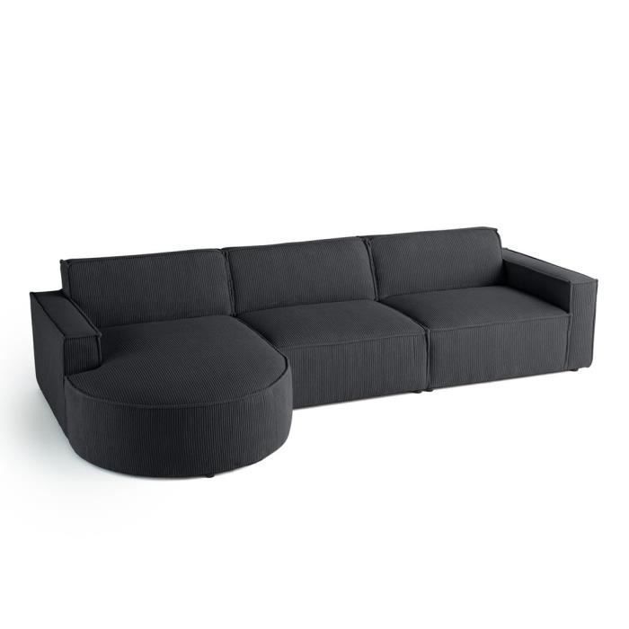 Produit similaire: Spiaggia - canapé d'angle gauche - 5 places - en velours côtelé - Gris foncé