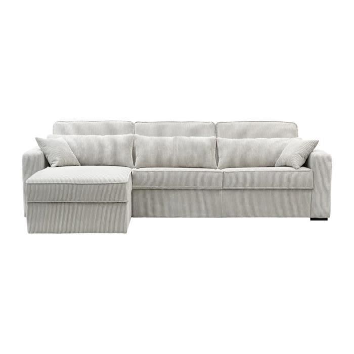 Mondovi - Canapé angle convertible express velours côtelé beige - Vue supplémentaire 1