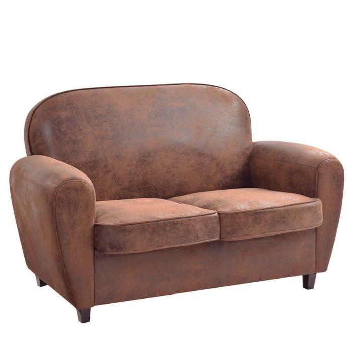 Produit similaire: CLUBY - Canapé Club 2 Places Brun Foncé Aspect Cuir Vieilli