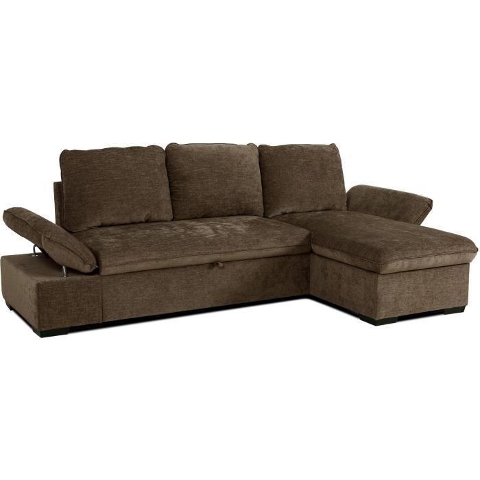 Produit similaire: Canapé d'angle convertible réversible - 4 places - CANDY - Tissu Chocolat - Coffre - 297 x 148 x 85 cm - CASAPY