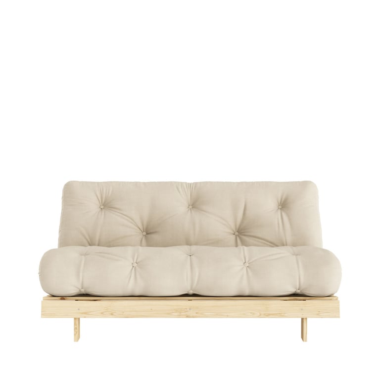 Produit similaire: Canapé convertible 160x200cm en bois naturel et tissu beige 2 places