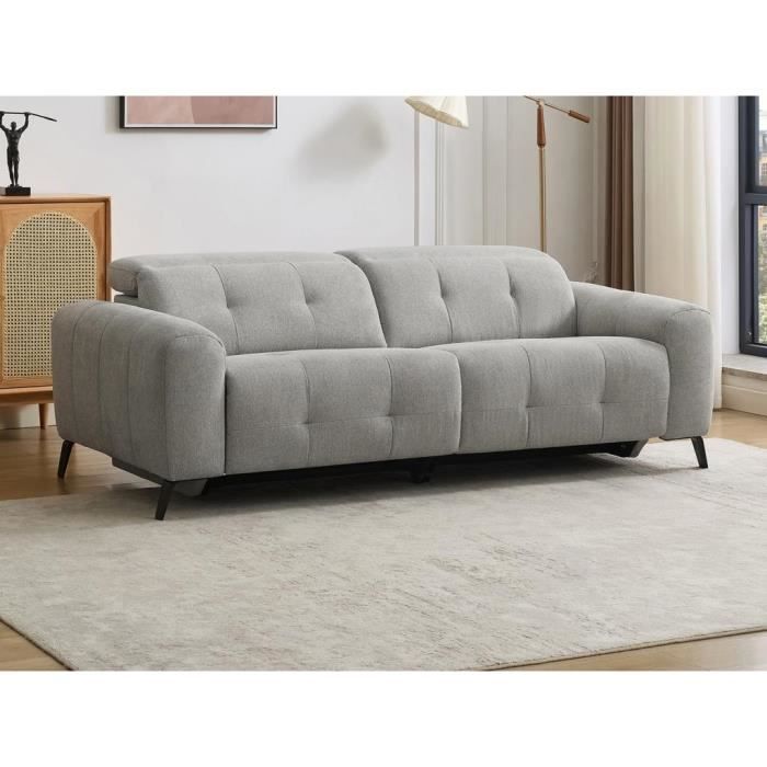 Produit similaire: Canapé 3 places relax électrique en tissu gris CLODI