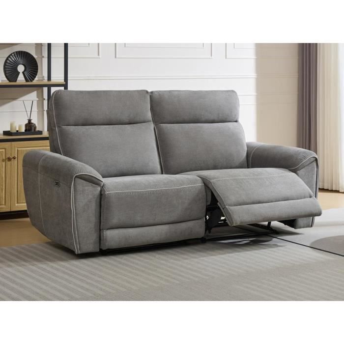 Produit similaire: Canapé 3 places relax électrique en tissu gris DJARALO