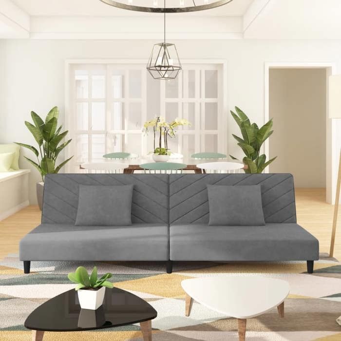 Produit similaire: Canapé-lit à 2 places avec deux oreillers Gris clair Velours 375910