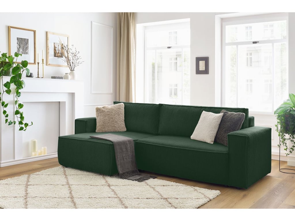 Produit similaire: Canapé d'angle réversible convertible coffre NIHAD velours côtelé vert foncé BOBOCHIC 3 places