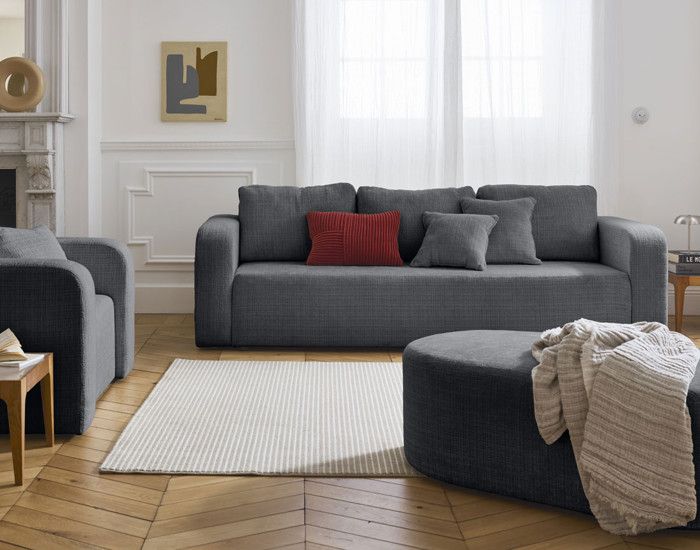 Produit similaire: Miro - canapé droit 3 places - convertible avec coffre - en velours texturé - Gris