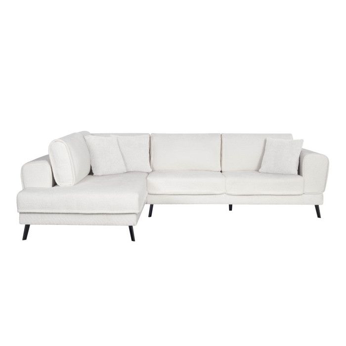 Produit similaire: Canapé d'angle gauche 4 places INDIA convertible 2 coffres en bouclettes - Blanc - L304 x 212 x 86cm - LOUNGITUDE