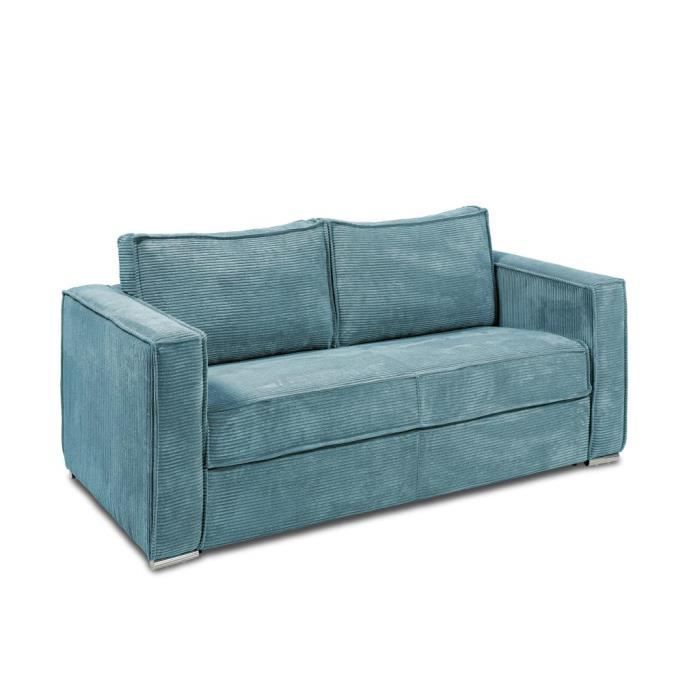 Produit similaire: Canapé convertible express en velours côtelé bleu clair - 3 places - LORETO