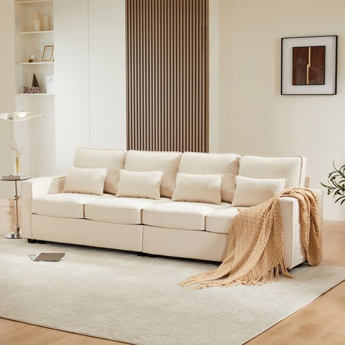 Produit similaire: Canapé 4 Places Moderne en Tissu de Lin,avec Poches accoudoirs et 4 Coussins, canapé de Style Simple 264*83*87cm, Beige