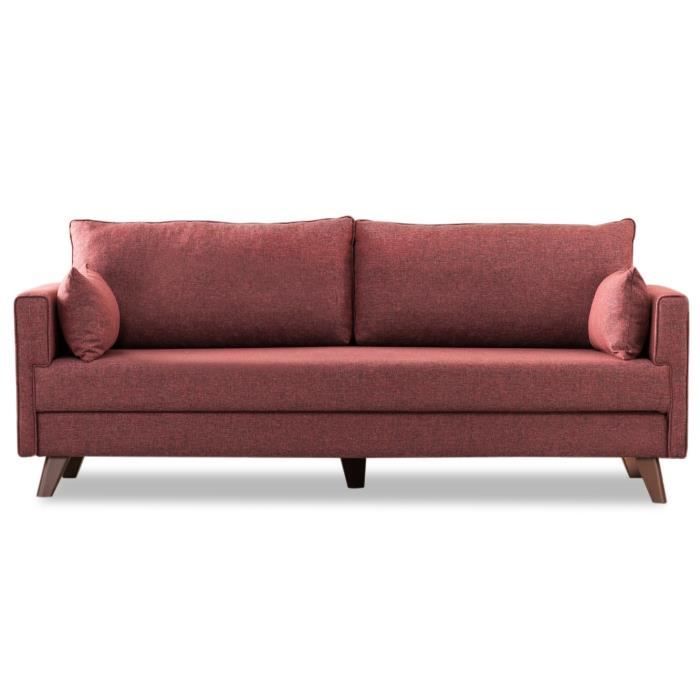 Produit similaire: Canapé convertible 3 places tissu bordeaux Kandy 208 cm