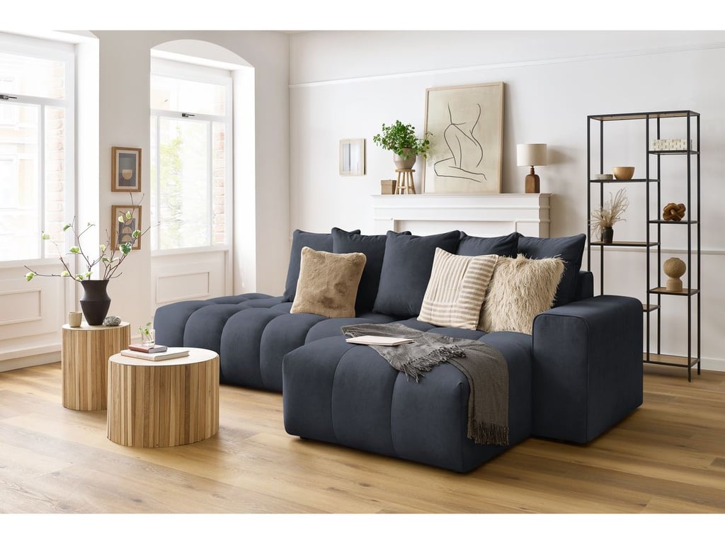 Produit similaire: Canapé d'angle fixe MONT-BLANC velours bleu foncé angle droit BOBOCHIC 3 places