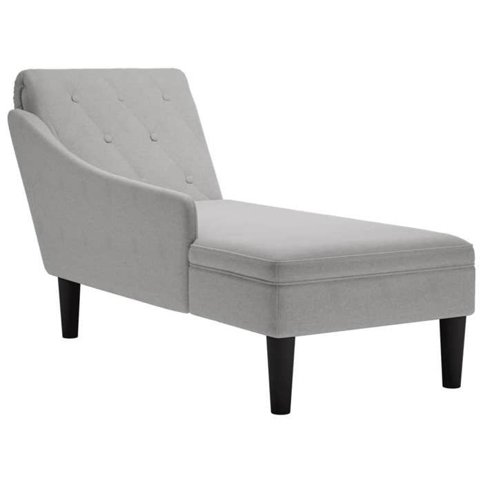 Produit similaire: Meridienne chaise longue canape pour interieur avec coussin et accoudoir droit en tissu gris DEC026257