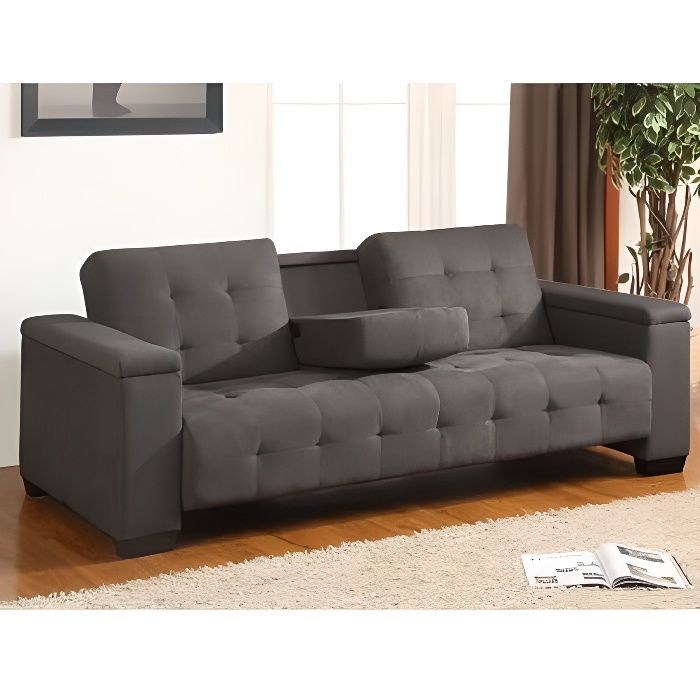 Produit similaire: Canapé convertible 3 places DEVONSHIRE - VENTE-UNIQUE - Microfibre Gris - Tablette rabattable