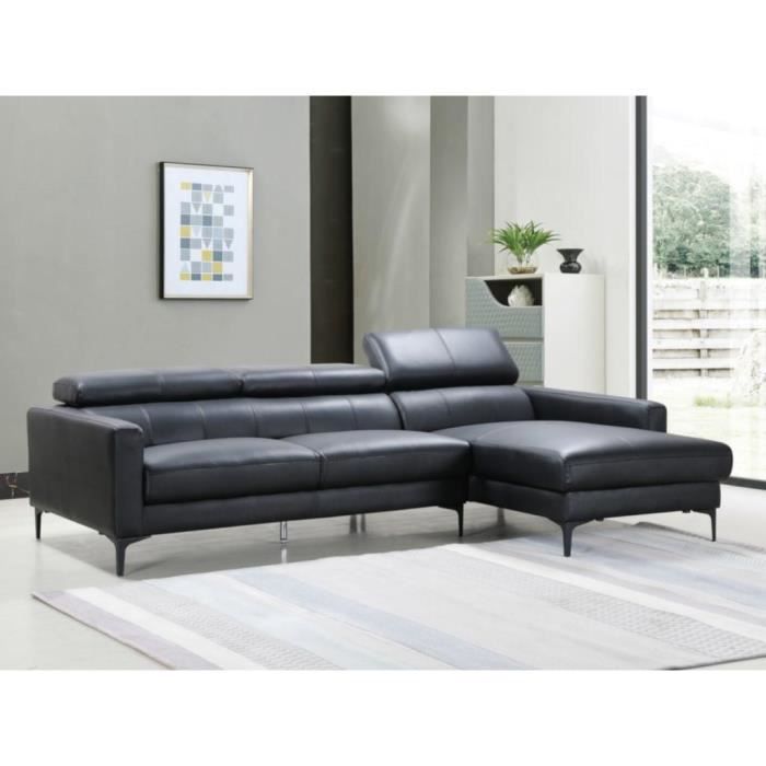 Produit similaire: Canapé d'angle en cuir de buffle noir FLORENCE - VENTE-UNIQUE - 4 places - Pieds en métal