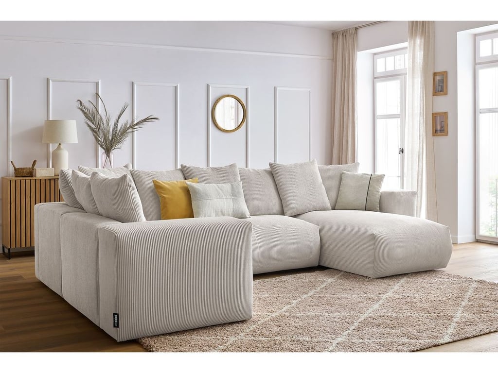 Produit similaire: Canapé panoramique fixe modulable VOLTAIRE 1 méridienne, 1 chauffeuse 2 place, 1 angle, 1 chauffeuse 1 place beige angle droit BOBOCHIC 5 places