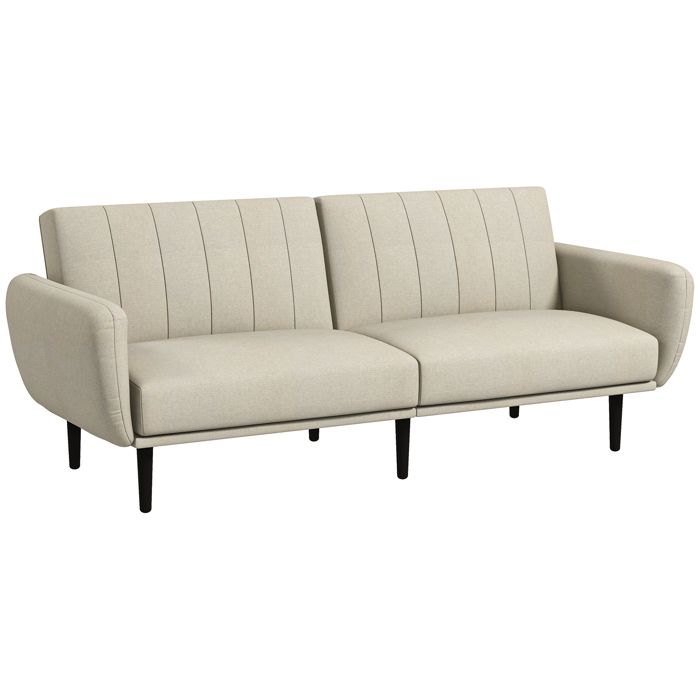 Produit similaire: Canapé convertible 3 places design contemporain dossier inclinable modulable bois hévéa noir tissu blanc cassé