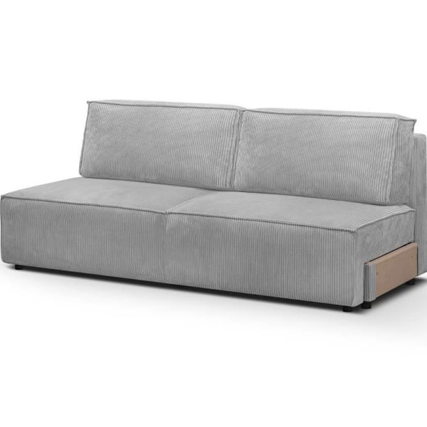 Module canapé convertible 2 places avec coffre de rangement en velours côtelé gris clair - Harper Mod