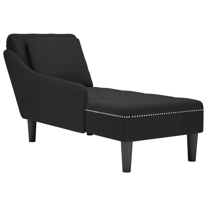 Produit similaire: Meridienne chaise longue canape pour interieur avec coussin et accoudoir droit en velours noir DEC026261