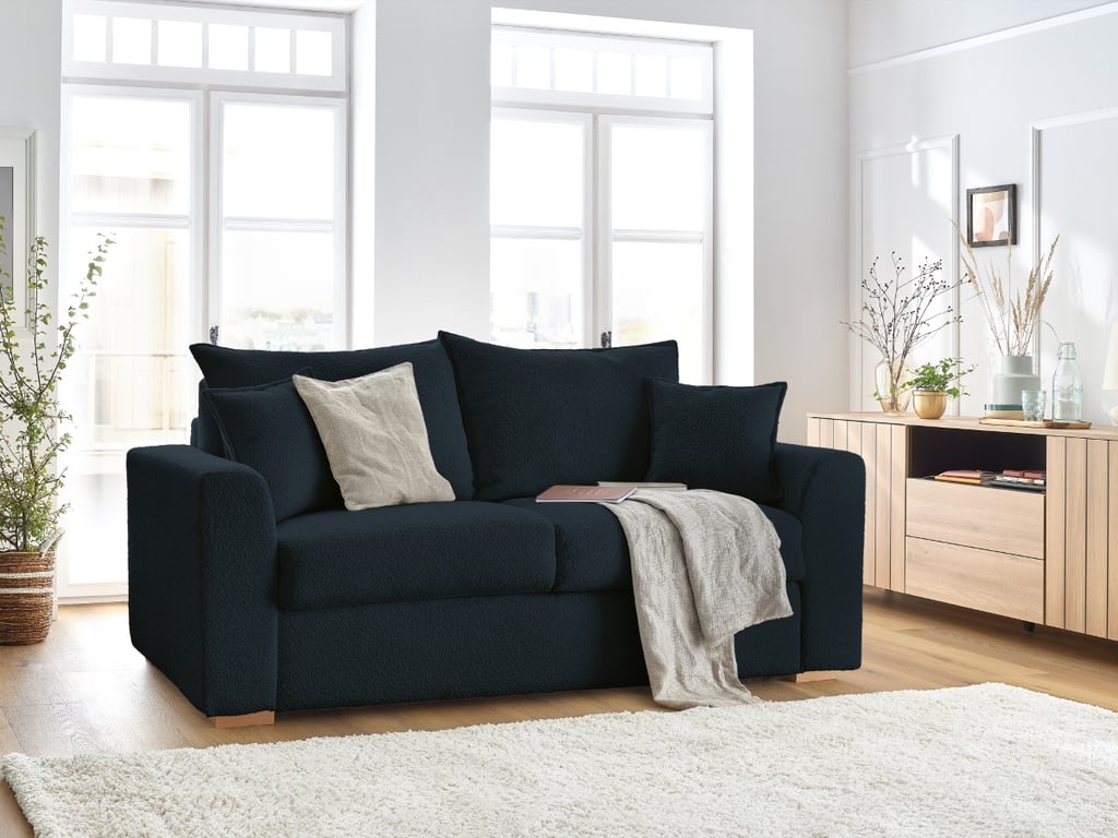 Produit similaire: Canapé droit convertible ouverture express AUGUSTIN tissu bouclette bleu foncé 140x200 BOBOCHIC 3 places