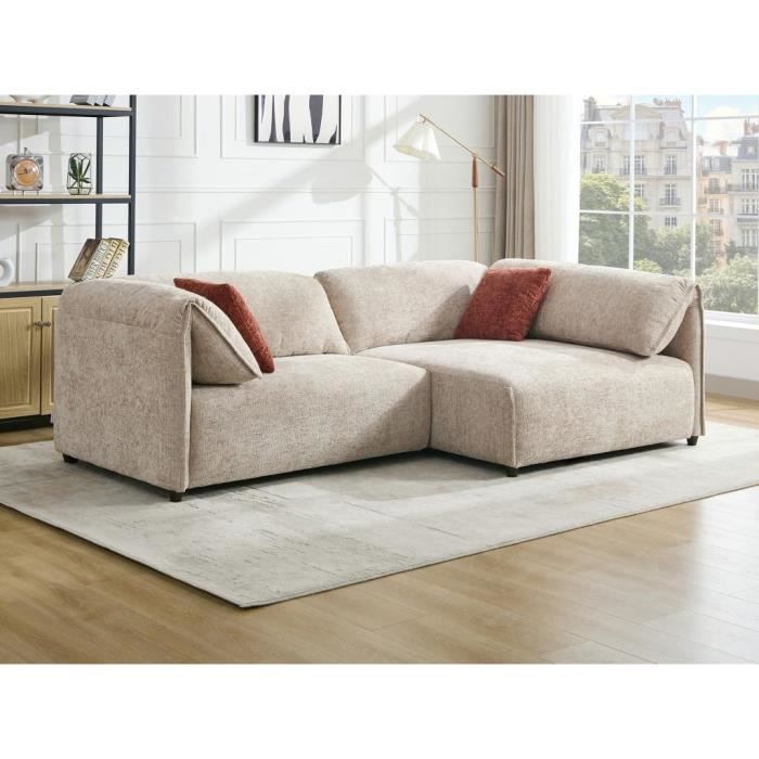 Produit similaire: Canapé angle droit en tissu texturé beige LOUSOPA de Maison Céphy