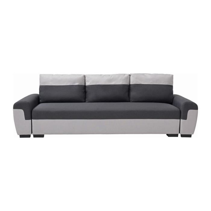 Produit similaire: Canapé 3 places convertible en tissu anthracite et gris clair GABY II