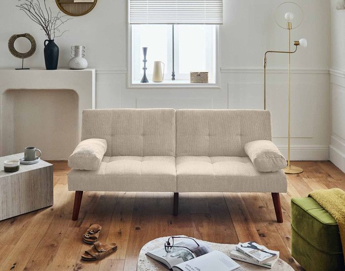 Produit similaire: Canapé convertible clic-clac 2 places - Philae - velours côtelé - Beige - Occasionnel - BESTMOBILIER