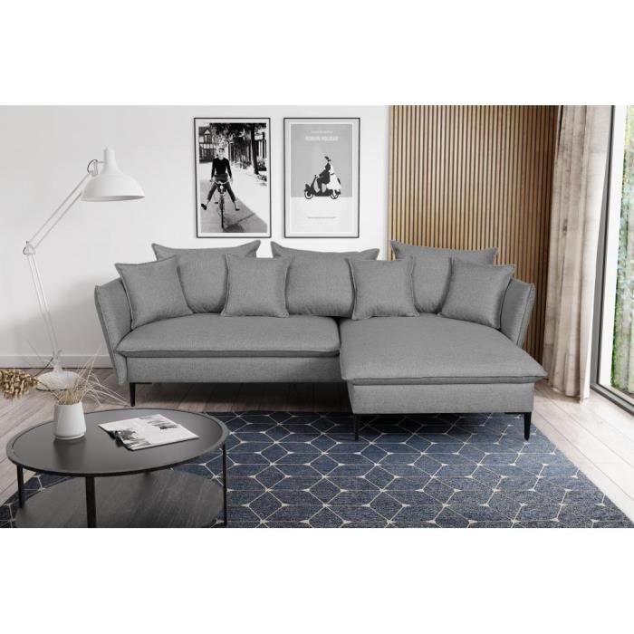 Produit similaire: Canapé d'angle convertible en tissu gris LAZARE de PASCAL MORABITO - Angle droit