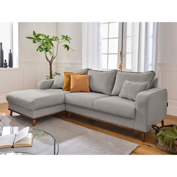 Produit similaire: Canapé d'angle gauche en velours côtelé - LISA DESIGN - Albane - 4 places - Gris clair