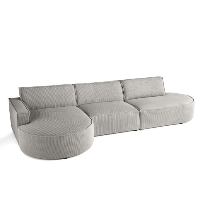 Produit similaire: Spiaggia - canapé d'angle gauche - forme arrondie - 5 places - en velours côtelé - Gris clair