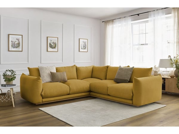Ernest canapé d'angle réversible 4 places tissu bouclette jaune