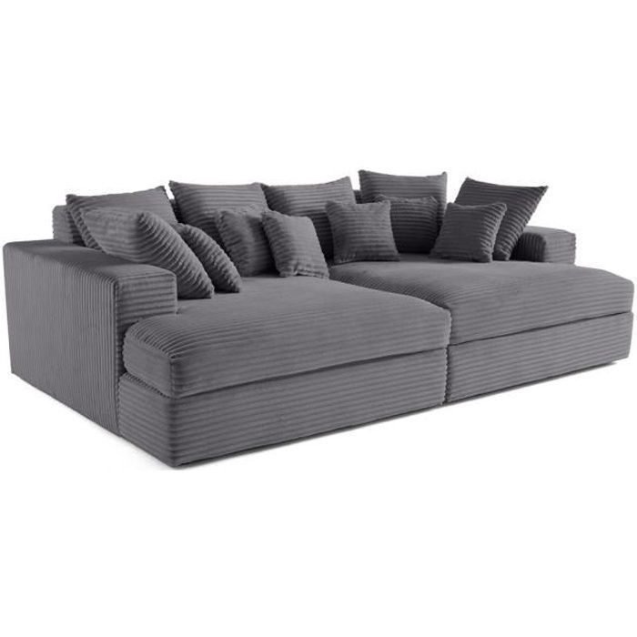 Produit similaire: Collins - canapé 3 places avec double méridienne - velours côtelé grosses côtes - Gris