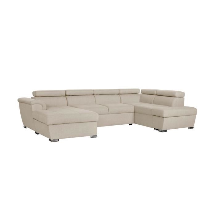 Produit similaire: Canapé panoramique convertible avec 2 coffres PAOLA en tissu - Beige - L320,5 x P188 x H76cm - LOUNGITUDE