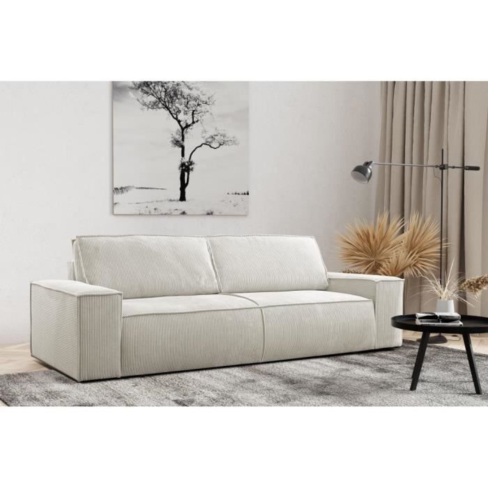 Produit similaire: Canapé convertible en velours côtelé beige - PASCAL MORABITO - AMELIA - Déhoussable - Coffre de rangement