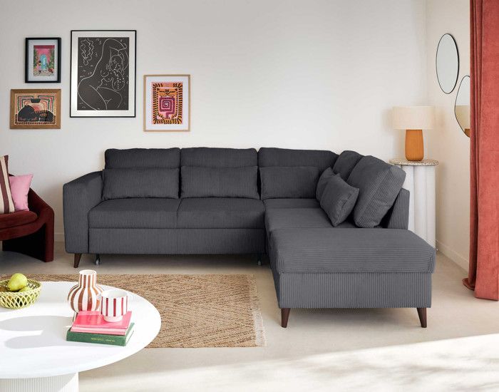 Produit similaire: Canapé d'angle réversible 5 places en velours côtelé - Gris Anthracite - Aubepine